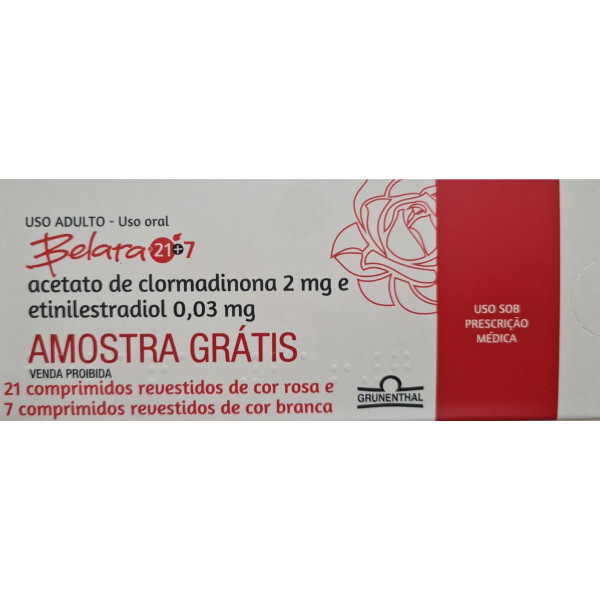 Belara 21+7 - Acetato De Clormadinona 2mg + Etinilestradiol 0,03 mg - 21 Comprimidos de cor Rosa + 7 Comprimidos de cor Branca